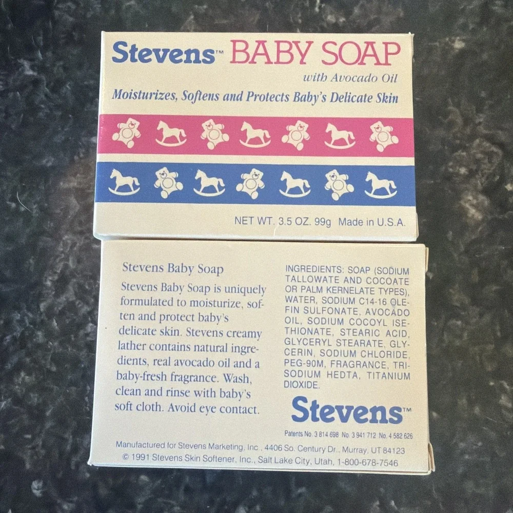 (2) VTG 1991 Steven's Baby Soap With Avocado‎ Oil Moisturizing Softens Protects